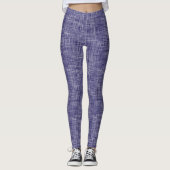 Navy Tweed Linnen Patroon  Leggings (Voorkant)