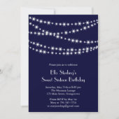 Navy Twinkle Lights Birthday Uitnodiging (Voorkant)
