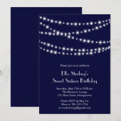 Navy Twinkle Lights Birthday Uitnodiging (Voorkant / Achterkant)