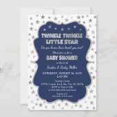 Navy Twinkle Little Star Baby Shower uitnodigingen (Voorkant)