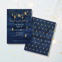 Navy Twinkle Little Star Gold Boy Baby shower
