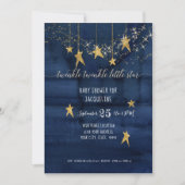 Navy Twinkle Little Star Gold Boy Baby shower Kaart (Voorkant)