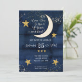 Navy Twinkle Little Star Moon Love Boy Baby shower Kaart (Staand voorkant)