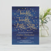 Navy Twinkle Twinkle Little Star Baby shower Kaart (Staand voorkant)