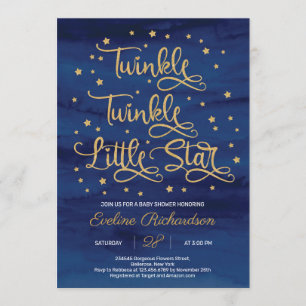 Navy Twinkle Twinkle Little Star Baby shower Kaart