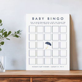 Navy Umbrella | Baby shower Bingo Game Kaart