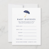 Navy Umbrella Baby shower Guessing spel Kaart (Voorkant)