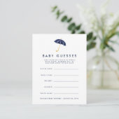 Navy Umbrella Baby shower Guessing spel Kaart (Staand voorkant)