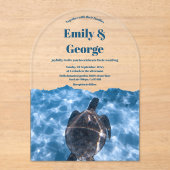 Navy Under the Zee Turtle Summer Coastal Wedding Acryl Uitnodigingen (Voorkant)