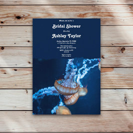 Navy Underwater Jellyfish Nautical Vrijgezellenfee Kaart