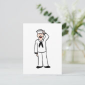 Navy Uniform Man Cartoon Briefkaart (Staand voorkant)