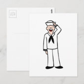 Navy Uniform Man Cartoon Briefkaart (Voorkant / Achterkant)