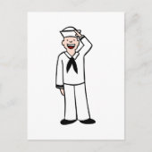 Navy Uniform Man Cartoon Briefkaart (Voorkant)