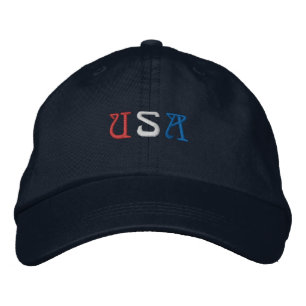 Navy USA Basic verstelbaar Geborduurde Pet