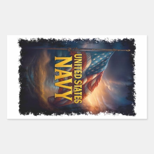 Navy USN Veteran Rechthoekige Sticker (Voorkant)