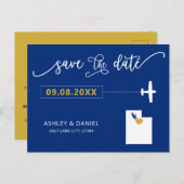 Navy Utah Wedding Save the Date Map Briefkaart (Voorkant / Achterkant)