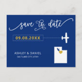 Navy Utah Wedding Save the Date Map Briefkaart (Voorkant)