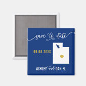 Navy Utah Wedding Save the Date Map Magneet (Voorkant / Achterkant)