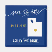 Navy Utah Wedding Save the Date Map Magneet (Voorkant)
