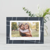 Navy vakantie plaid Kerstmis fotokaart Feestdagenkaart (Staand voorkant)