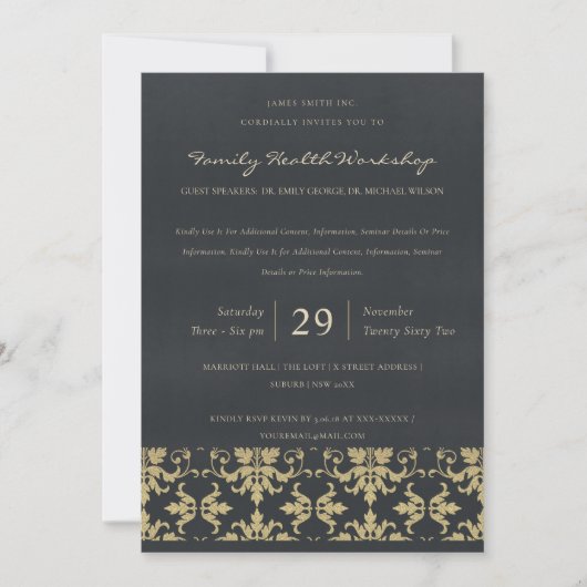 NAVY VELVET GOLD DAMASK CLASSIC WORKSHOP EVAL KAART (Voorkant)