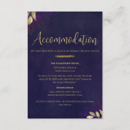 Navy Velvet Luxe Huwelijksaccommodatie & Details Informatiekaartje