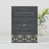 NAVY VELVET SILVER DAMASK CLASSIC WORKSHOP EVENT KAART (Staand voorkant)