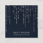 NAVY VELVET STRING LIGHTS STUD EARRING DISPLAY VIERKANTE VISITEKAARTJE (Voorkant)