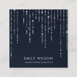 NAVY VELVET STRING LIGHTS STUD EARRING DISPLAY VIERKANTE VISITEKAARTJE