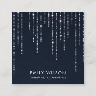 NAVY VELVET STRING LIGHTS STUD EARRING DISPLAY VIERKANTE VISITEKAARTJE