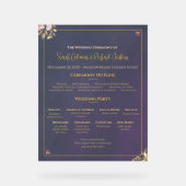 Navy Velvet Wedding Program Board – Doorschijnend Acryl Bord (Voorkant)