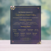 Navy Velvet Wedding Program Board – Doorschijnend Acryl Bord (Neutraal)