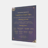 Navy Velvet Wedding Program Board – Doorschijnend Acryl Bord (Hoek)