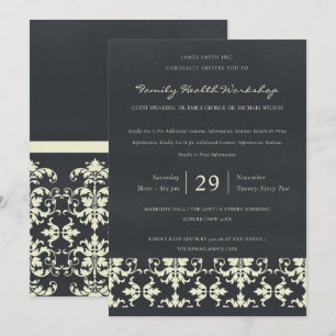 NAVY VELVET WHITE DAMASK CLASSIC WORKSHOP EVENT KAART