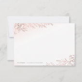 Navy verguld roos gouden botanische gebladerte bed bedankkaart (Achterkant)