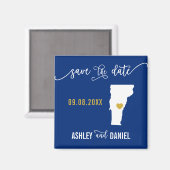 Navy Vermont Wedding Save the Date Map Magneet (Voorkant / Achterkant)