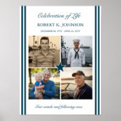 Navy Veteran 4 Photo Celebration of Life Welcome Poster (Voorkant)