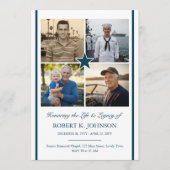 Navy Veteran 4 Photo Collage Flat Funeral Program Kaart (Voorkant)
