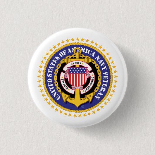 Navy Veteran Ronde Button 3,2 Cm (Voorkant)