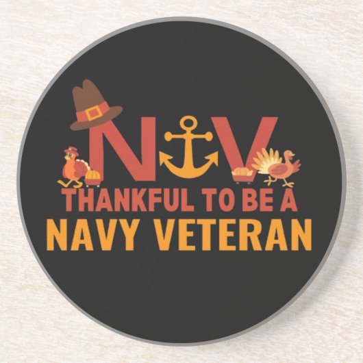 Navy Veteran Thanksgiving Sandstone Onderzetter (Voorkant)