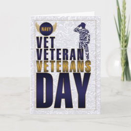 Navy Veterans Day Blue en Red Feestdagen Kaart