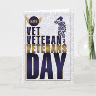 Navy Veterans Day Blue en Red Feestdagen Kaart