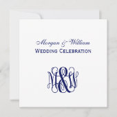 Navy Vine Script Monogram B & G DIY BG Bruiloft Kaart (Voorkant)