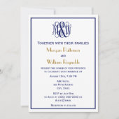 Navy Vine Script Monogram B & G DIY BG Bruiloft Kaart (Voorkant)