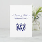 Navy Vine Script Monogram B&G DIY BG Repetitie Kaart (Staand voorkant)