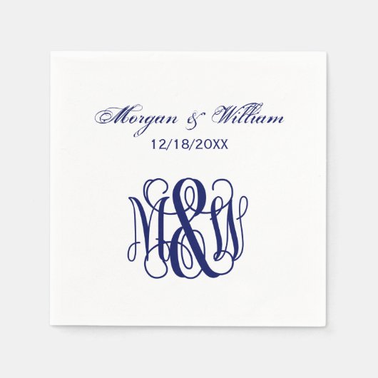 Navy Vine Script Monogram B&G DIY BG Servet (Voorkant)