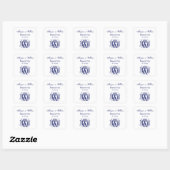 Navy Vine Script Monogram B&G DIY BG Vierkante Sticker (Vel)