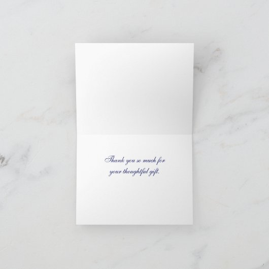 Navy Vine Script Monogram DIY BG Bedankkaart (Binnen)