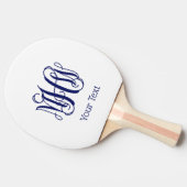 Navy Vine Script Monogram DIY BG Tafeltennisbatje (Zijkant)