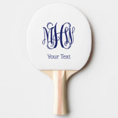 Navy Vine Script Monogram DIY BG Tafeltennisbatje (Voorkant)